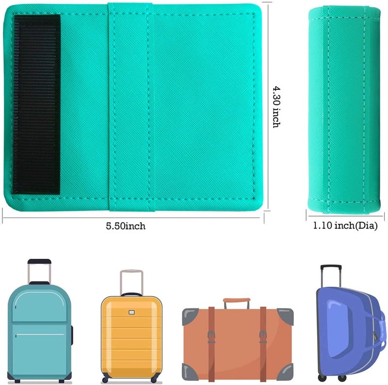 Gowraps Luggage Handle Wrap 5 Pack-Leather Luggage Handle Wraps for Suitcase/Handbag/Duffel Bag/Car Bright Luggage Identfier/Handle Covers/Grips Luggage Accessories for Travel 3.0 (Turqoise) - Image 2